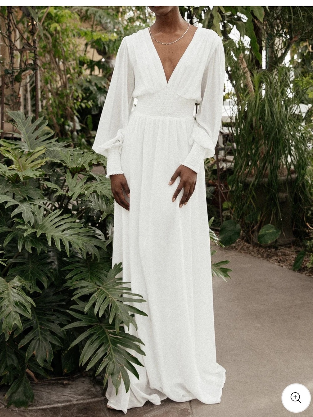 Baltic Born White Olivia Long Sleeve V-Neck Maxi Dress